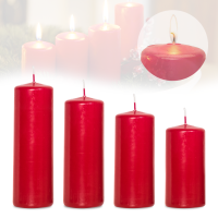 Candelo 4er Set Stumpenkerzen Weihnachten Ambiente Kerzen - Bordeaux – 12/14/16/18cm - Advent Kerze Weihnachtsdekoration - Weihnachtskerzen für Adventskranz