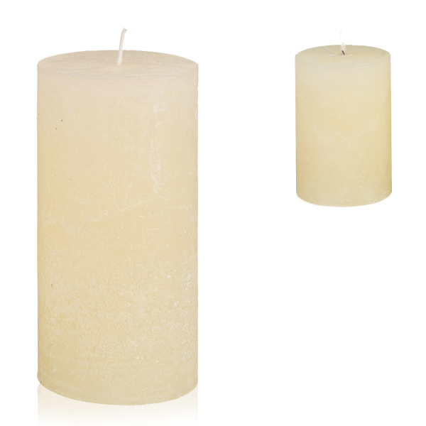 Candelo Hochwertige Kerze Weihnachten Ambiente Rustik - Creme - Rustic Stumpenkerze 12cm  lange Brenndauer ca. 54 Std Weihnachtskerzen Adventskranz