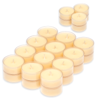 Candelo 24er Set Duft Kerzen Ambiente - Duftteelichter Vanille - Teelicht in Kunststoff Hülle je 1,7 x 3,8cm - 4 Std Brenndauer - Teelichter in Creme