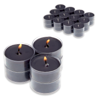 Candelo 96er Set Duft Kerzen Ambiente – Duftteelichter Black Rose - Teelicht in Kunststoff Hülle je 3,8x1,7cm - 4 Std Brenndauer – Teelichter Schwarz