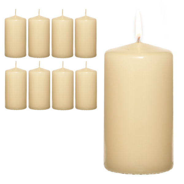 Candelo 8er Set Premium Stumpenkerzen Weihnachten Kerzen - Champagner – 5,8cm x 12cm - Advent Kerze Weihnachtsdekoration - Weihnachtskerzen