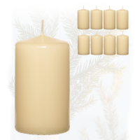 Candelo 8er Set Premium Stumpenkerzen Weihnachten Kerzen - Champagner – 5,8cm x 12cm - Advent Kerze Weihnachtsdekoration - Weihnachtskerzen