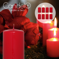 Candelo 8er Set Stumpenkerzen DEKO Weihnachten Kerzen Rot – 5,8cm x 12cm - Advent Kerze Weihnachtsdekoration - Weihnachtskerzen für Adventskranz