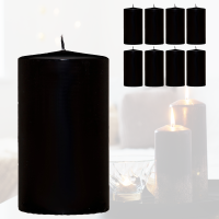 Candelo 8er Set Premium Stumpenkerzen Weihnachten Ambiente Kerzen - Schwarz – 5,8cm x 12cm - Kerze Weihnachtsdekoration - Weihnachtskerzen