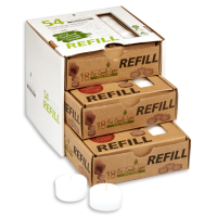 Candelo Eco Refill Teelichter 54 Stück Wachsrohlinge ohne Hülle für wiederverwendbare Teelichthüllen & Windlichter Plastikfrei, geruchsneutral, 6 Std Brenndauer Nachhaltige Vorratspackung