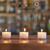 Candelo 100er Set hochwertige Teelichter Ambiente unbeduftet  – 1,7 x 3,8cm 4h Brenndauer - Kerzen Teelichter Weiß - Kunststoff Hülle - in Spender Box