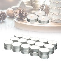 Candelo 30er Set Hochwertige Teelichte Ambiente - 4 Std Brenndauer – Kerzen Teelichter Weiß Geruchsneutral - Aluminium Hülle -3,8 x 1,5cm je Teelicht