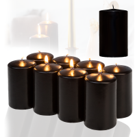 Candelo 8er Set Premium Kerzen Weihnachten Ambiente Stumpenkerzen - Schwarz - 5,8cm x 12cm - Weihnachtskerzen für Adventskranz - Kerze Weihnachtsdeko