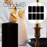 Candelo 8er Set Premium Kerzen Weihnachten Ambiente Stumpenkerzen - Schwarz - 5,8cm x 12cm - Weihnachtskerzen für Adventskranz - Kerze Weihnachtsdeko