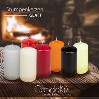 Candelo 8er Set Premium Kerzen Weihnachten Ambiente Stumpenkerzen - Schwarz - 5,8cm x 12cm - Weihnachtskerzen für Adventskranz - Kerze Weihnachtsdeko