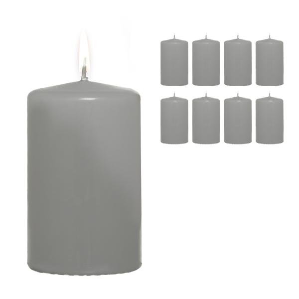 Candelo 8er Set Premium Kerzen Weihnachten Ambiente Stumpenkerzen - Grau - 4,8cmx8cm - Weihnachtskerzen für Adventskranz - Advent Kerze Weihnachtsdeko