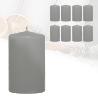 Candelo 8er Set Premium Kerzen Weihnachten Ambiente Stumpenkerzen - Grau - 4,8cmx8cm - Weihnachtskerzen für Adventskranz - Advent Kerze Weihnachtsdeko