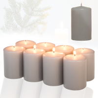 Candelo 8er Set Premium Kerzen Weihnachten Ambiente Stumpenkerzen - Grau - 4,8cmx8cm - Weihnachtskerzen für Adventskranz - Advent Kerze Weihnachtsdeko