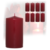 Candelo 8er Set Premium Kerzen Weihnachten Stumpenkerzen - Dunkelrot - 5,8cm x 12cm - Weihnachtskerzen für Adventskranz - Advent Kerze Weihnachtsdeko