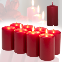 Candelo 8er Set Premium Kerzen Weihnachten Stumpenkerzen - Dunkelrot - 5,8cm x 12cm - Weihnachtskerzen für Adventskranz - Advent Kerze Weihnachtsdeko