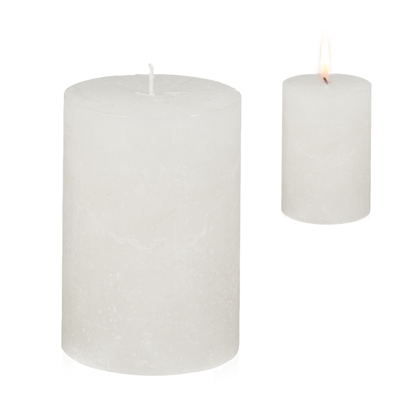 Candelo Hochwertige Kerze Weihnachten Ambiente Rustik - Weiß - Stumpenkerze 12cm  lange Brenndauer ca. 54 Stunden - Weihnachtskerzen für Adventskranz