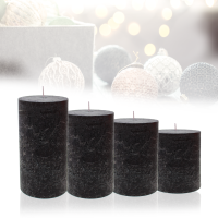 Candelo 4er Set Rustik Kerzen Ambiente Weihnachten - Adventskranz Kerze Rustic - Farbe Schwarz - 8/10/12/14cm - Stumpenkerze Advent Weihnachtskerze