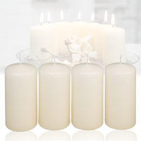 Candelo 4er Set Kerzen Weihnachten Ambiente Stumpenkerzen - Creme – 4,8cm x 8cm - Weihnachtskerzen Adventskranz - Advent Kerze Weihnachtsdekoration
