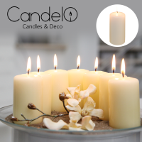 Candelo 4er Set Kerzen Weihnachten Ambiente Stumpenkerzen - Creme – 4,8cm x 8cm - Weihnachtskerzen Adventskranz - Advent Kerze Weihnachtsdekoration