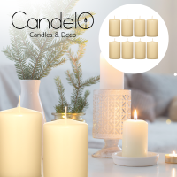 Candelo 8er Set Premium Kerzen Weihnachten Ambiente Stumpenkerzen - Creme - 4,8cm x 8cm - Weihnachtskerzen Adventskranz - Advent Kerze Weihnachtsdeko