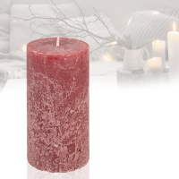 Candelo Hochwertige Stumpenkerze Rustik Weihnachten - Bordeaux Dunkelrot - Rustic Kerze 12cm Brenndauer ca. 54 Stunden Weihnachtskerzen Adventskranz