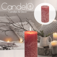 Candelo Hochwertige Stumpenkerze Rustik Weihnachten - Bordeaux Dunkelrot - Rustic Kerze 12cm Brenndauer ca. 54 Stunden Weihnachtskerzen Adventskranz