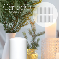 Candelo 8er Set Premium Stumpenkerzen Weihnachten Ambiente Kerzen - Weiß – 5,8cm x 12cm - Advent Kerze Weihnachtsdekoration - Weihnachtskerzen