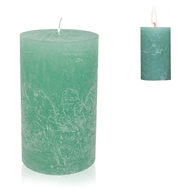 Candelo Hochwertige Rustik Kerze Weihnachten Ambiente - Mint - Stumpenkerze Rustic 12cm  lange Brenndauer ca. 54 Std - Adventskranz Weihnachtskerzen