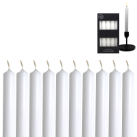 Candelo 10er Set Tafelkerzen - Kerze Weiß - 18,5cm 7,5 Std Brenndauer - Spitzkerzen für Kerzenständer und Kronleuchter - Leuchterkerzen Stabkerzen