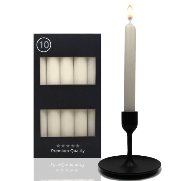 Candelo 10er Set Tafelkerzen - Kerze Beige - 18,5cm 7,5 Std Brenndauer - Spitzkerzen für Kerzenständer und Kronleuchter - Leuchterkerzen Stabkerzen