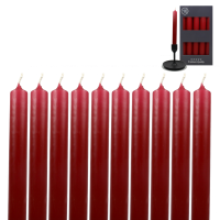 Candelo 10er Set Tafelkerzen - Kerze Karminrot - 18,5cm 7,5 Std Brenndauer - Spitzkerzen für Kerzenständer und Kronleuchter - Leuchterkerzen Stabkerzen