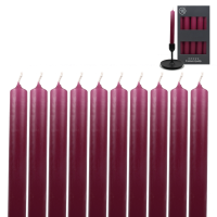 Candelo 10er Set Tafelkerzen - Kerze Weinrot - 18,5cm 7,5 Std Brenndauer - Spitzkerzen für Kerzenständer und Kronleuchter - Leuchterkerzen Stabkerzen