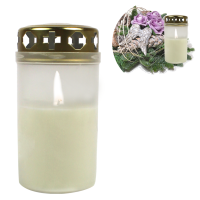 Candelo 4er Set Premium Grabkerzen mit Deckel - Weiß Tagebrenner 54 Std - Trauerlicht Gedenk Kerze für Friedhof - Friedhofskerze Grablicht Brenner