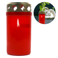 Candelo 4er Set Premium Grabkerzen mit Deckel - Rot Tagebrenner 54 Std - Trauerlicht Gedenk Kerze für Friedhof - Friedhofskerze Grablicht Brenner