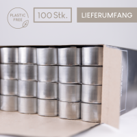 Candelo 100 XXL Teelichter mit 8 Stunden langer Brenndauer - Großpackung Teelichter in Aluminium Hülle geruchsneutral in Weiß - Universal Alu Teelichter