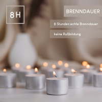 Candelo 100 XXL Teelichter mit 8 Stunden langer Brenndauer - Großpackung Teelichter in Aluminium Hülle geruchsneutral in Weiß - Universal Alu Teelichter