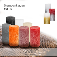 Candelo 4er Set Kerzen Rustik Stumpenkerzen - Schwarz Metallic Gold - Kerze 12cm - Brenndauer ca. 54 Std Weihnachtskerzen Adventskranzkerze