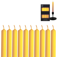 Candelo 10er Set Tafelkerzen Stabkerzen Gelb 18,5cm Kerze 7,5 Std Brenndauer - Kerzen Gold gelb Kerzenständer und Kronleuchter - Leuchterkerzen