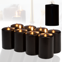 Candelo 8er Set Premium Kerzen Weihnachten Ambiente Stumpenkerzen - Schwarz - 4,8cm x 8cm - Weihnachtskerzen Adventskranz - Advent Kerze Weihnachtsdeko