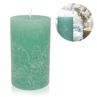 Candelo 4er Set Kerzen Ambiente Rustic Stumpenkerzen - Mint - große Kerze 12cm - lange Brenndauer ca. 54 Stunden Weihnachtskerzen für Adventskranz