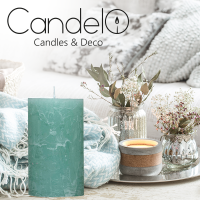 Candelo 4er Set Kerzen Ambiente Rustic Stumpenkerzen - Mint - große Kerze 12cm - lange Brenndauer ca. 54 Stunden Weihnachtskerzen für Adventskranz