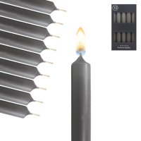 Candelo 10er Set Spitzkerzen - Kerze Schiefergrau - 7,5 Std Brenndauer - 18,5cm - Tafelkerzen für Kerzenständer und Kronleuchter - Stabkerzen Leuchterkerzen