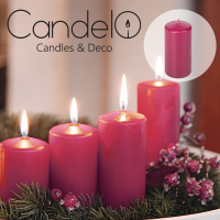 Candelo 4er Set Stumpenkerzen Weihnachten Ambiente Kerzen - Dunkelrot - 8cm - Weihnachtskerzen für Adventskranz - Rote Advent Kerze Weihnachtsdeko