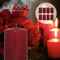 Candelo 8er Set Premium Kerzen Weihnachten Ambiente Stumpenkerzen Bordeaux - 4,8cm x 8cm - Weihnachtskerzen Adventskranz - Advent Kerze Weihnachtsdeko