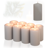 Candelo 8er Set Premium Stumpenkerzen Weihnachten Ambiente Kerzen -Grau – 5,8cm x 12cm -Advent Kerze Weihnachtsdekoration - Weihnachtskerzen