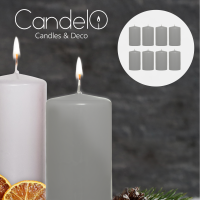 Candelo 8er Set Premium Stumpenkerzen Weihnachten Ambiente Kerzen -Grau – 5,8cm x 12cm -Advent Kerze Weihnachtsdekoration - Weihnachtskerzen