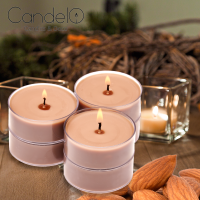 Candelo Duftteelichter Gebrannte Mandel 12er Set – 8 Stunden Brenndauer – Weihnachtsduftkerzen im Teelicht – Winterduft mit transparenten Hüllen – Kerzen Deko Weihnachten