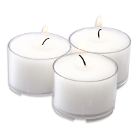 Candelo® 100 Teelichter 8 Stunden Brenndauer  - Wiederverwendbare Kunststoff Hülle - ohne Duft - Teelicht Vorrat Großpackung geruchsneutral in Weiß