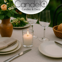 Candelo Votivkerzen 16 Kerzen im Glas -  Weiße Stilvolle Tischkerzen - 12 Stunden Brenndauer ohne Duft für Dekoration Hochzeit, Geburtstag, Partys - rußfrei