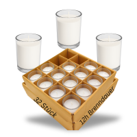 Candelo Votivkerzen 32 Kerzen im Glas -  Weiße...